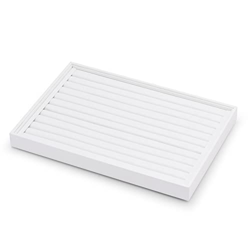 Oirlv PU Leather Jewellery Display and Organiser - Stackable Ring Tray for Stud Earring Display, White - Image 2