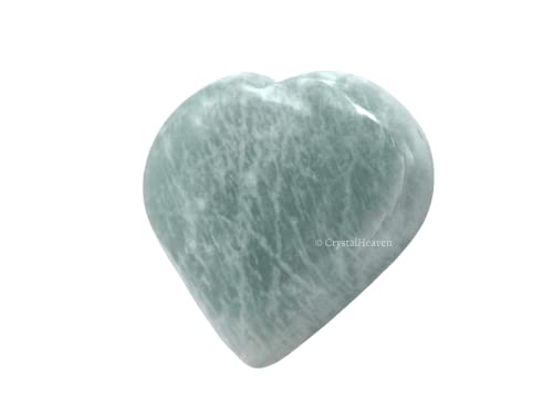 Image of Certified Amazonite Crystal Heart Palm Pebbles Stones for Anxiety Stress Relief Massage - AAA Grade Original Healing Gemstone Agate Heart Palm Stone for Yoga Meditation Spiritual