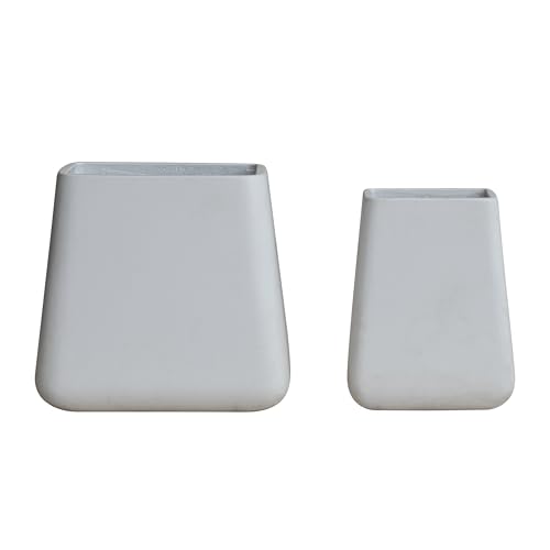 Creative Co-Op 2-Piece Cement Composite Square Planters, White