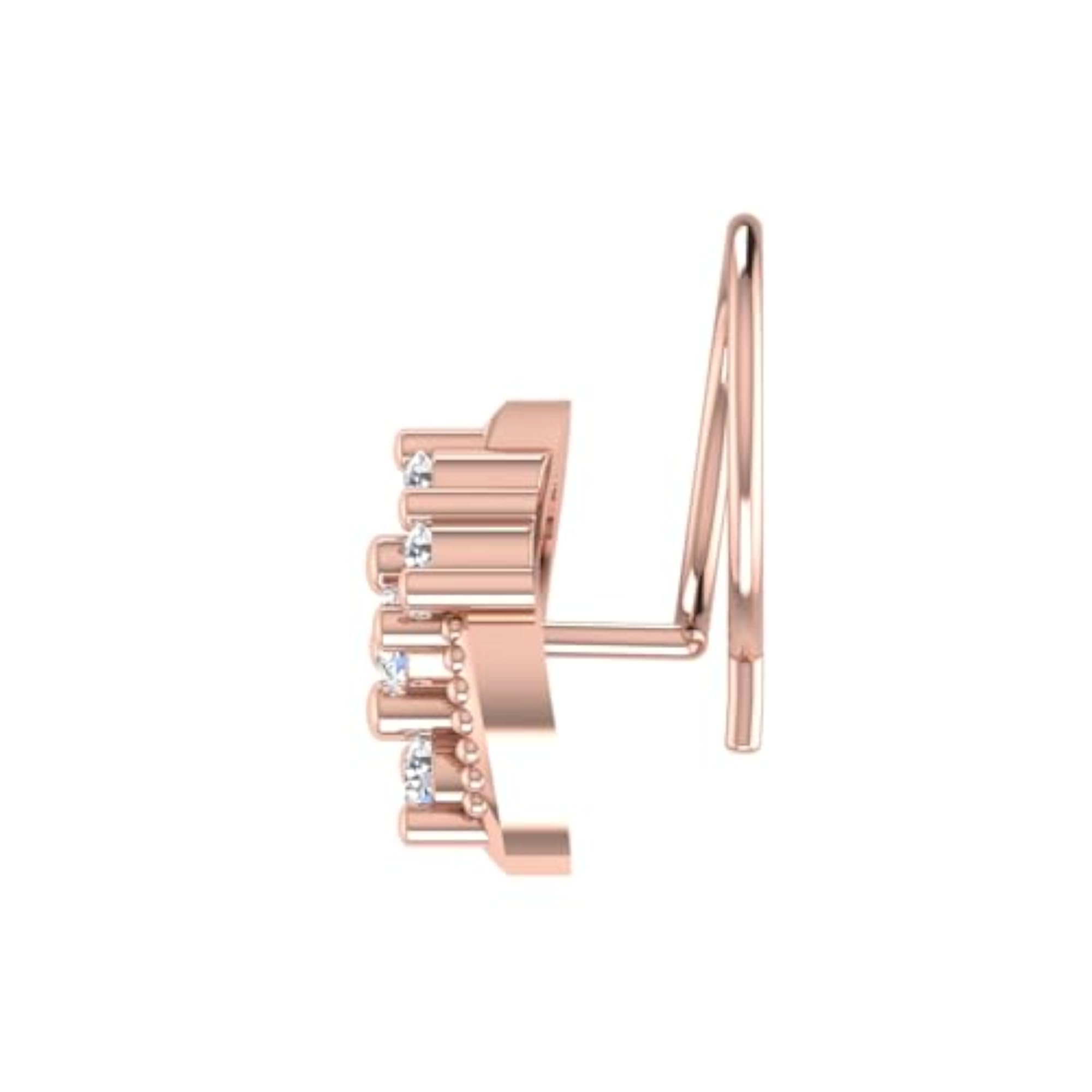 Women's 14Kt Rose Gold Stud Nose Ring, Elegant