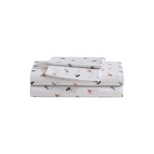 Image of Eddie Bauer - Queen Size Sheet Set, Cotton Percale Bedding with Deep Pocket Fitted Sheet, Bed Sheets with Matching Pillowcases, Buddy Scarves and Stripes Beige