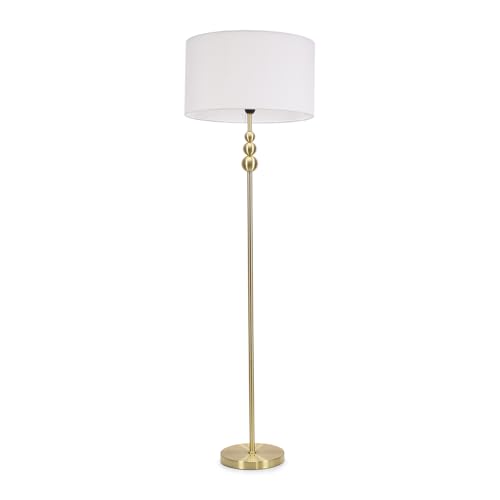 ValueLights | Gold Stacked Ball Single Stem Standing Floor Lamp with White Drum Shade | Floor Lamps & Torchieres, Home Décor & Improvement Essential