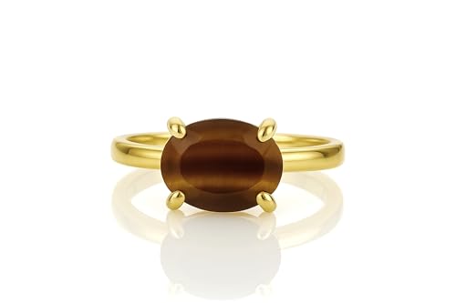 Bague Oeil de Tigre Marron Anémone à Porter au Quotidien ou pour un Mariage Bohème
