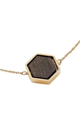 Kerbholz Holzschmuck – Geometrics Collection Hexa Necklace gold Damen Halskette, Schmuck mit...