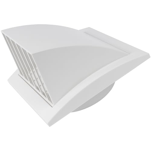 Vent Systems Weiße Ø100mm große Abluftabdeckung – Trocknerhaube – Lüfterhaube – Entlüftungshaube – eindirektionales Kunststoff-Luftzufuhrgitter – Rückschlagventil – Auslasshaube Belüftungsgitter