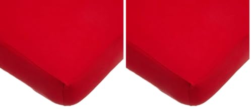 Image of American Baby Company Supreme 100% Natural Cotton Jersey Knit Fitted Crib Sheet for Standard Crib and Toddler Mattresses, Red, Soft Breathable, for Boys and Girls, 28 X 52 Inch (Pack of 2)