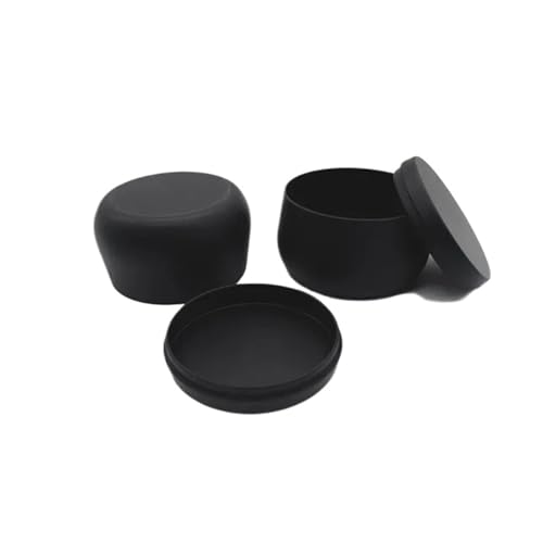 Tarros para velas de metal redondos, 12 unidades de 120 ml, color negro mate