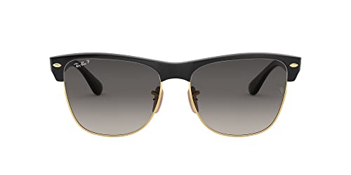 Ray Ban Clubmaster Oversized Gafas de sol, Rectangulares, Polarizadas, 57, Demi Gloss Black