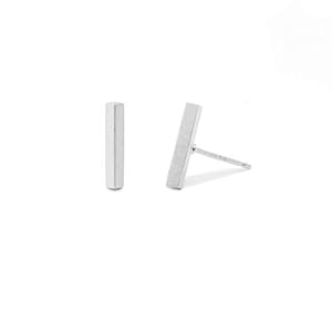Boma Jewelry Sterling Silver Matte Finish Rectangle Bar Stud Earring