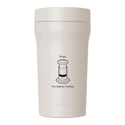 AeroPress Travel Coffee Tumbler, Stainless Steel Coffee Tumbler with Double-Wall Insulation, Splash-Resistant Lid, Built-In Filter Storage, Cup Holder Friendly for Hot or Cold Drinks, 16 oz, Cream Cover