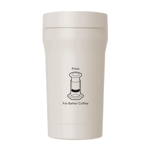 AeroPress Stainless Steel Travel Coffee Tumbler - Double-Wall Insulation for Hot or Cold Drinks with a Splash-Resistant Lid and Built-In Filter Storage, Cup Holder Friendly - 16 oz, Cream