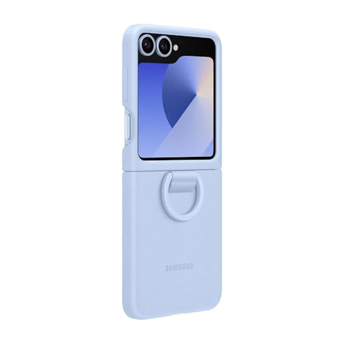Samsung Galaxy Z Flip6 Coque Silicone avec Anneau Bleu