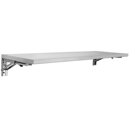 XDLEDMKIZ Escritorio Plegable de Pared de Acero Inoxidable con Soportes, Mesa Flotante compacta para Ordenador, Ideal para Espacios pequeños, Cocina y Comedor.