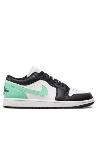 Nike Baskets Basses Air Jordan 1 pour Homme, Blanc, Noir, Vert, Lumineux, 9