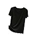 Hnodov Women's Sleep T-Shirt Crew Neck Pajamas Top Short Sleeve Sleepwear Soft Pjs Tshirts Loose Comfy Lounge Pajamas Shirt (Black,Medium)