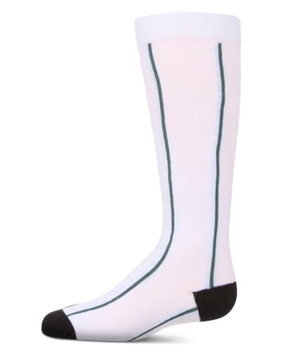 MeMoi Girls Sporty Stretch Cotton Logo Vertical Stripe Knee Sock