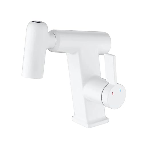 Mitigeur de salle de bain extractible blanc monotrou eau chaude froide