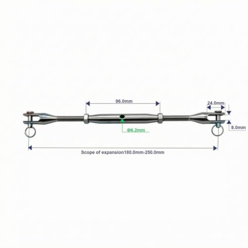 Tensor de Quijada con Ojal para Cable, Ajustador de Tensión con Rosca Lisa, Conector Desmontable de Hardware para Exterior miniatura 5