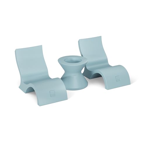 Image of Ledge Lounger Signature Lowback Chair Set - Two Chairs - Ice Bin Side Table - in-Pool - On-Deck - Water Depths 0-9 inch - All Types - Resin Water Chairs - Pool, Sundeck, Outdoor Patio, No Lid Included