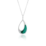 GEMKORA Real Malachite Crystal Pendant Necklace, Natural Gemstone, Green Crystal, Bezel Setting, Cabochon Fancy Crystal, Healing Stone, Gift for Women, 925 Sterling Silver 18 inch