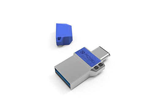 Mini USB C Stick Dual 128GB - 2 in 1 Funktion > USB 3.0 & Type C < Wasserdicht, Klein & Extrem Schnell - Aus Metall Ideal für Schlüssel-Anhänger - Flash Drive Speicherstick USB-C 128 GB Blau – Bild 4
