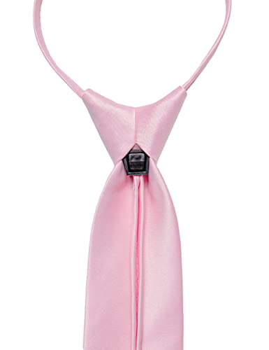 Image of YourTies Zipper Tie for Men Adjustable Pre-tied Satin Neckties and Pocket Square Set Solid Color Business Formal Wedding