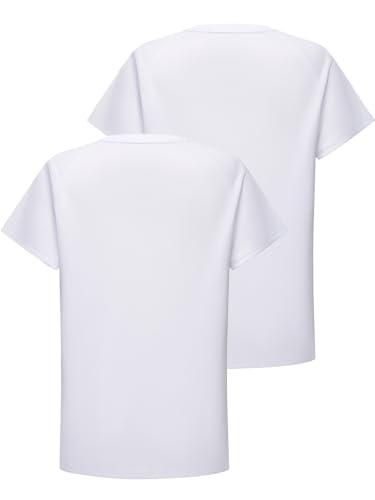 Image of DEVOROPA Youth Boys Compression Shirt Long /Short Sleeve Football Baseball Undershirt Quick Dry Kids Sports Baselayer Crewneck