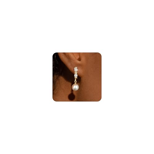 Awinesn Pearl Clip on Earrings for Women 14K Gold/Silver Plated Pearl Earrings Cubic Zirconia Non Pierced Earrings for Women Jewelry Gifts Wedding Party Fashion Trendy Jewelry Gifts (yizi CZ-G)