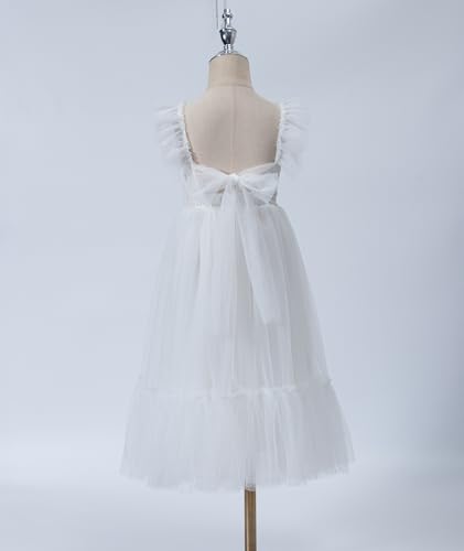 Girl A-Line Straight Tulle Tutu Dress Tie Back Summer Sleeveless Lace Flower Girl Dress for Birthday Party3