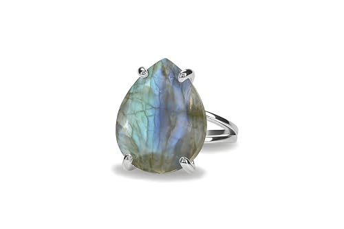 Bague labradorite double anneau argent 925 le cadeau idéal fait main pour femme