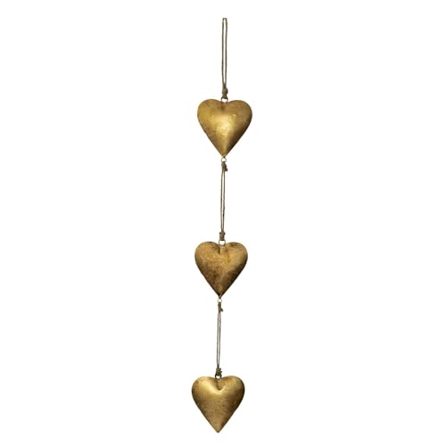 Mie Creations Vintage Metal Heart Wall Hanging Art, Gold Hearts Shaped Bedroom Wall Decor | Anniversary Decorations for Couples, Farmhouse Country Rustic Love Heart, Golden 27''