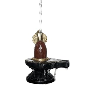 Image of Original Black Narmadeshwar 2 Inch Shivling, Lingam, Shiva Lingam & 4 Inch Jaladhari with Naag Yoni Base, Lingam Holder, Shivling Stand for Home Puja