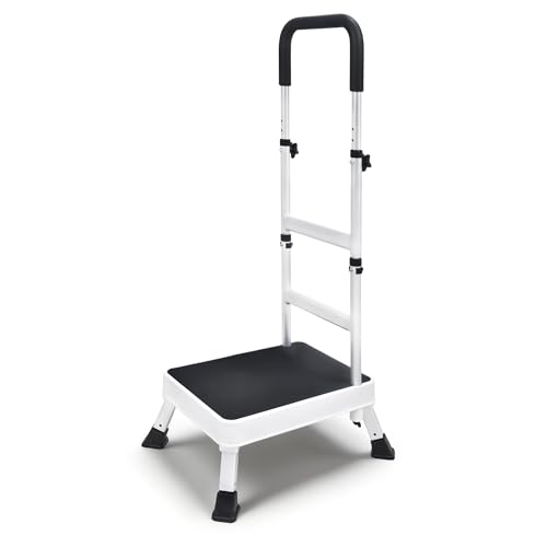 HOMDABO Step Stool with Handle for Elderly - Portable Step Stools for Adults with Adjustable Handle and Legs - Stepping Stool for Bed Supports up to 275 LBS HDB-503A-E