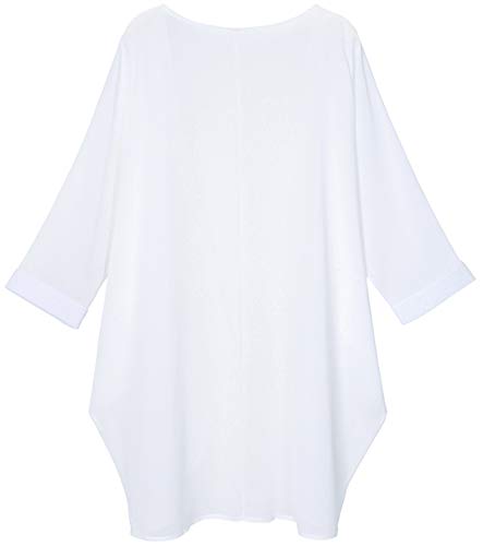 Tribear Women's Sheer Chiffon Kimono Cardigan Solid Casual Capes Beach Cover Up (Small, New White) #TOP1