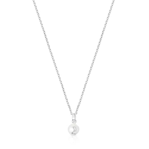 TOUS Collar de Plata de Primera Ley para Mujer con Perla de 6mm, 45 cm de Largo, Colección Icon Pearl