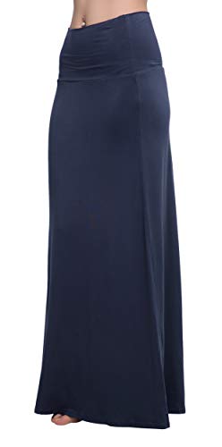 Image of Urban CoCo Women's Stylish Spandex Comfy Fold-Over Flare Long Maxi Skirt