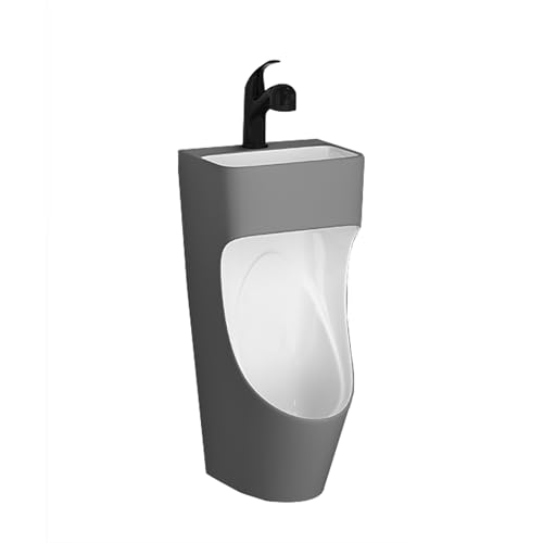 男性用のモダンな壁掛け式セラミック小便器(シンク付き)防滴仕様の男性用小便器は、バスルーム、ホテル、ショッピングモール、自宅などに最適です(グレー)。