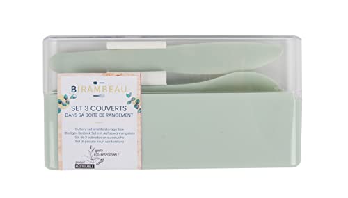 BIRAMBEAU - Set De Couverts Nomade Complet 3 Pièces : Fourchette, Couteau, Cuillère et Boite Rangement - Idéal Repas Extérieur Cover