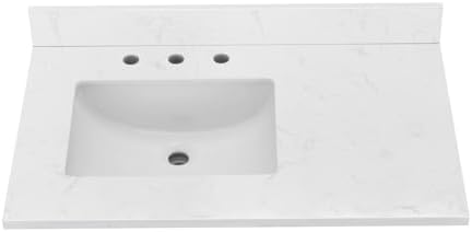 36 In. W X 22 In. D Engineered Stone Composite Vanity Top In White With White Rectangular Single Sink