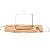 EPIGEIST 竹製伸縮式浴槽トレイ バスタブ収納ホルダー 可能 バスルーム多機能台 映画やワインを楽しむ浴槽アクセサリー