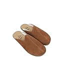 Golden Horn Tan Color Artisan Handcrafted Nubuck Genuine Leather Grounding Barefoot Shearling Slipper For Men Wide Toe Box Flexible Sole Lightweight Breathable Eco-Friendly Grounding Minimalist Shoes