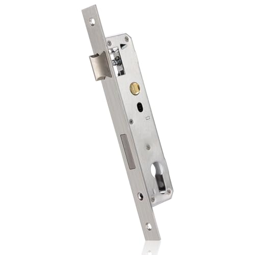 insteckschloss, Silbernes Edelstahl Einpunkt Türschloss, Robustes Gartentor Schloss, Praktisches Rohrrahmenschloss für Tür, Haustür, Zimmertür, Metalltüren, Schlosseinsatz für Links/Rechts (85x35 mm)