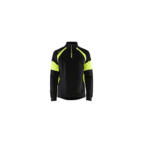 Image of Vet Sécurité Sweatshirt with Hi-Vis Parts Black/Neon Yellow - Blaklader, Yellow, XS