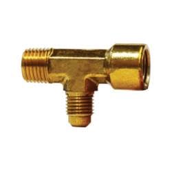 10382 Adapter Tee/Service Tee, 1/8 in MIP x 1/8 in FIP x 1/4 in SAE 45 deg Male Flared, Brass (2 Pack)