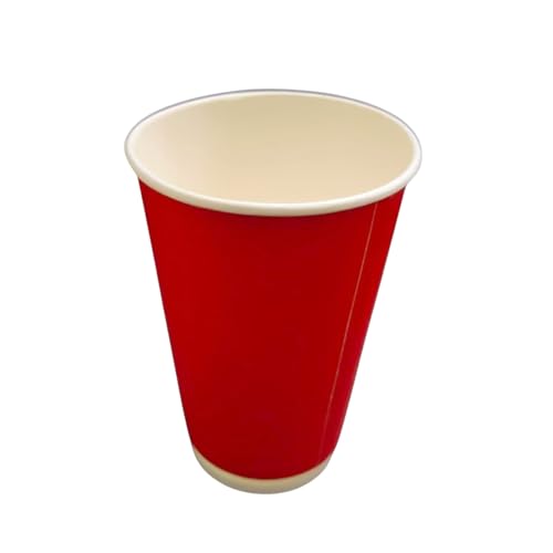 Image of BonKaso 480ml Double Wall Disposable Beer Glasses | Premium Ripple Cups for Hot & Cold Beverages | Leak-Resistant Insulated Paper Cups for Events, Cafes, Parties - Red - Pack of 25