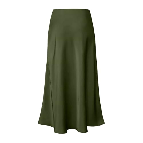 Womens Elegant Long Satin Skirt Silk Dressy Elastic Waist Flared A-Line Maxi Skirts Trendy Summer Formal Work Skirts4