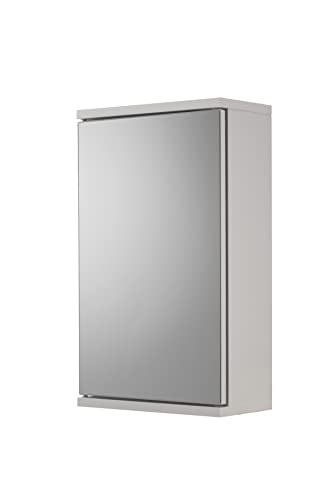 Croydex Simplicity Corner Bathroom Cabinet, Compact Corner Wall-Mounted Bathroom Storage, Durable MDF Carcass with Mirrored Door, Magnetic Catch and Adjustable Shelf (50x30x24cm)