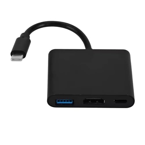 USB C����HDMI�Ή�tpe-c�f�W�^��AV�}���`�|�[�g�A�_�v�^�[3�R���o�[�^�[4K 1080P����(Black 3 in 1)