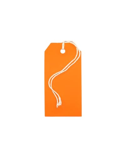 K-Kraft Gift Tags with String Options (#3 = 3.75 x 1.875 inches, PRE-STRUNG ORANGE)