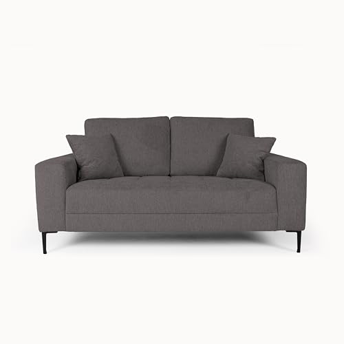 FENIKS Sofa 3 Sitzer - 3er Couch - 204 x 85 x 98 cm - Stoffcouch Metallfüße - Webstoff - Koko Grau